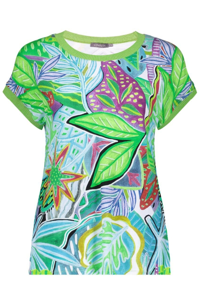 SARAH T SHIRT MET PRINT 52447 60 000608 TURQUOISE/GREEN